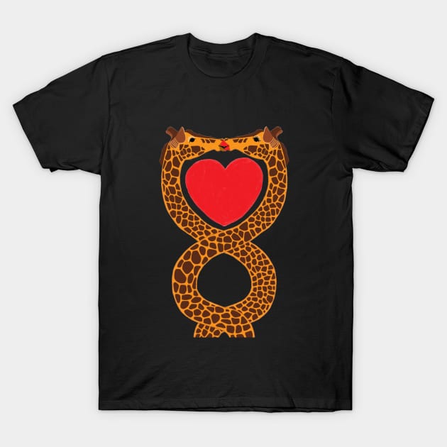 Giraffe love T-Shirt by Réka Sajó